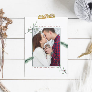 Holly Grenar Photo jul Card Julkort