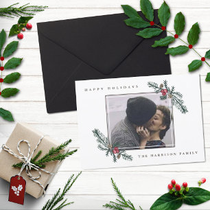 Holly Grenar Photo jul Card Julkort
