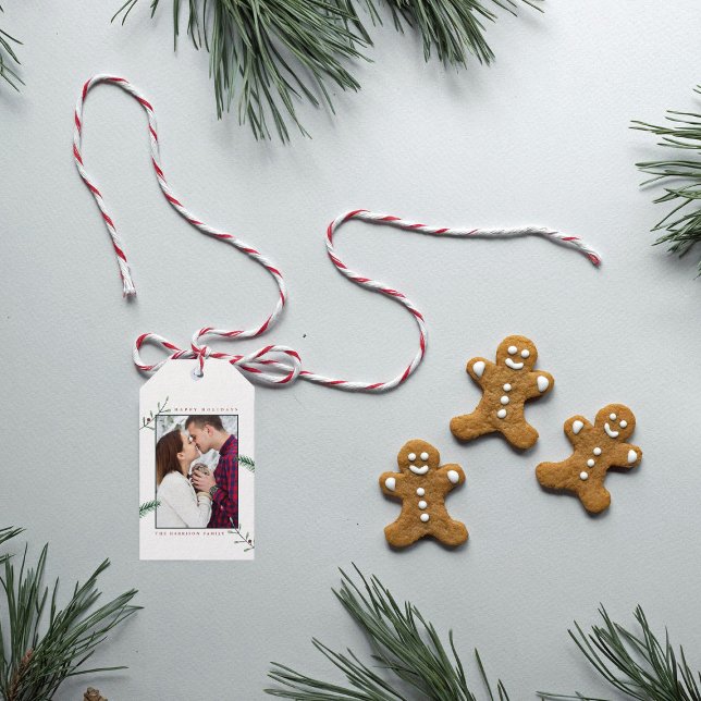 Holly Grenar Photo jul Helgdag Presentetikett (Skapare uppladdad)