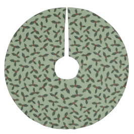 Holly grönt mönster julgransmatta borstad polyester