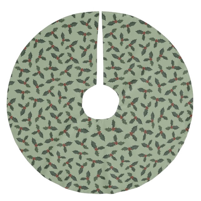 Holly grönt mönster julgransmatta borstad polyester (Framsidan)