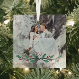 Holly Haf Wreath Monogram Winter Wedding Photo Julgransdekoration