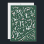 Holly Hand lät oss önska dig en God jul Julkort<br><div class="desc">Anpassa med ditt namn,  år och bakgrund färg. Originaltexten från Becky Nimoy till biet. Lägg till ett foto på baksidan eller ett meddelande.</div>