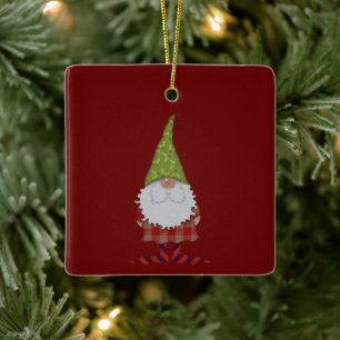 Holly Hatted jul Gnome Julgransprydnad Keramik