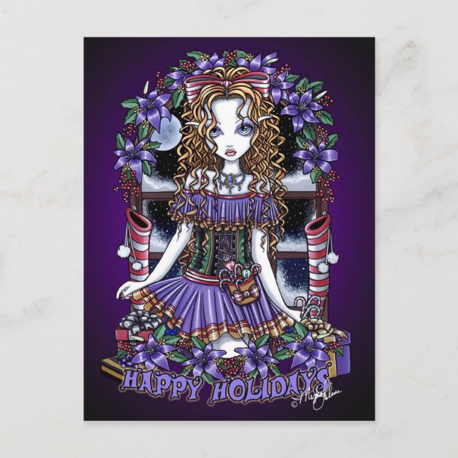 Holly Helgdag jul Party Candy Angel Postcard Helg Vykort (Framsida)
