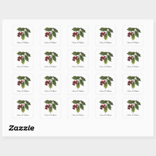 Holly Helgdag Wedding Stickers Fyrkantigt Klistermärke