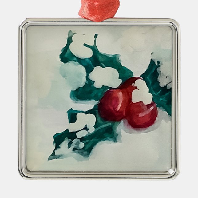 Holly i Snö Julgransprydnad Metall (Framsidan)