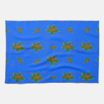 Holly (Ilex) Julmotif om Festive Blue