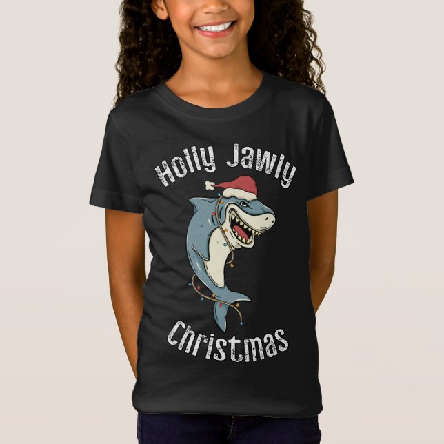 Holly Jawly julfinny Santa Shark Julafton Shark T Shirt (Framsida)