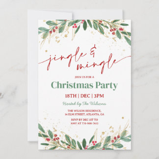 Holly Jingle and Mingle Christmas Party Inbjudningar