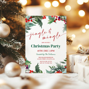 Holly Jingle and Mingle Julfest Inbjudningar