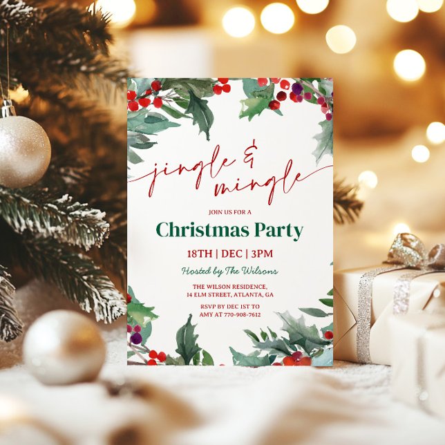 Holly Jingle and Mingle Julfest Inbjudningar (Skapare uppladdad)