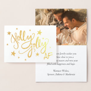 Holly Jolly AF Shiny Faux Gold Foil Photo Folierat Kort