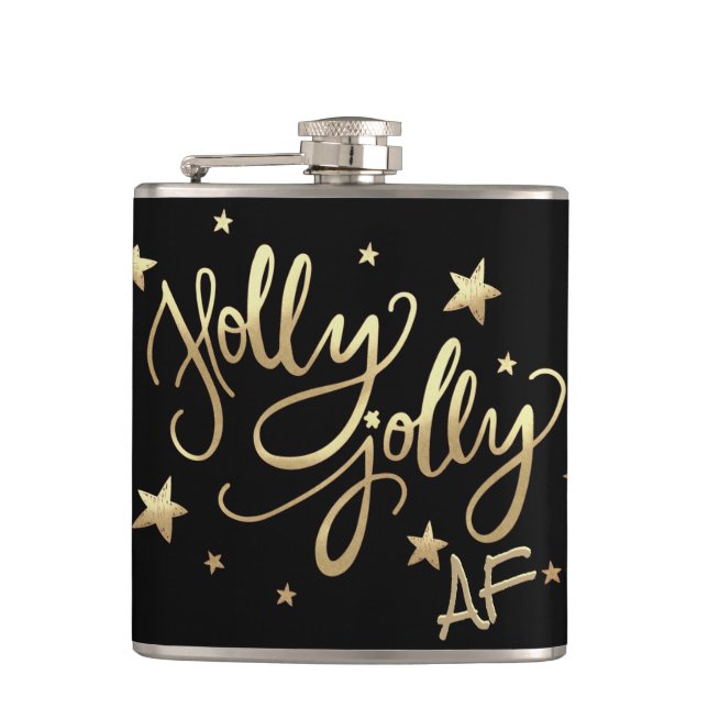 Holly Jolly AF | Shiny Guld Faux Foil Script Fickplunta (Framsidan)
