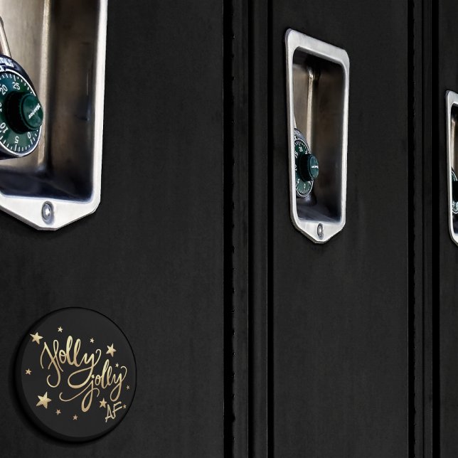 Holly Jolly AF | Shiny Guld Faux Foil Script Magnet (Skapare uppladdad)