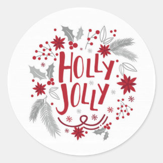 Holly Jolly Anpassade jul Stickers Runt Klistermärke