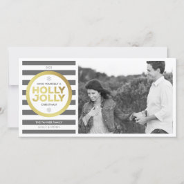 Holly Jolly Anpassningsbar Hälsning Photo Card Julkort