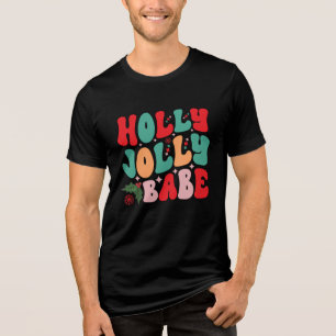 Holly Jolly Babe Retro Groovy Julens Helgdagar T Shirt