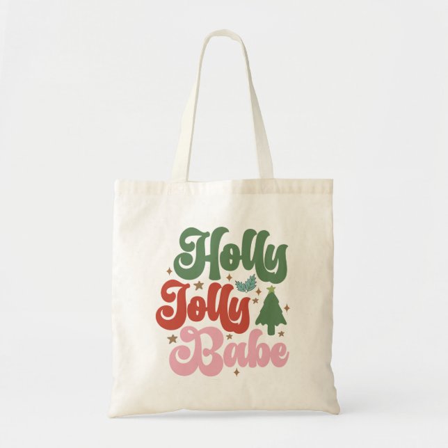 Holly Jolly Babe Retro Groovy Julens Helgdagar Tygkasse (Framsidan)