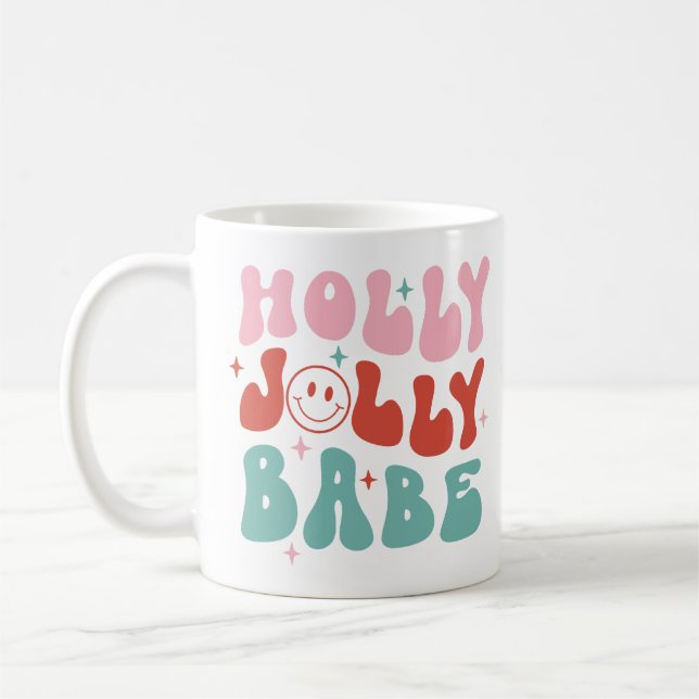Holly Jolly Babe Retro jul Kaffemugg (Vänster)
