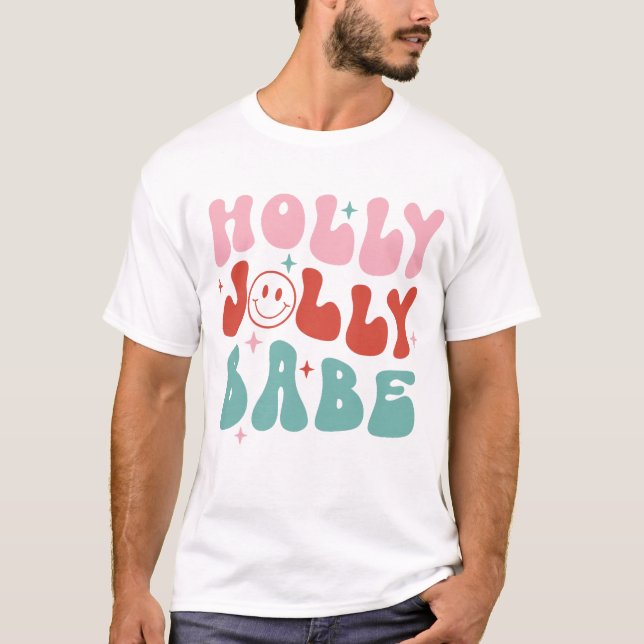 Holly Jolly Babe Retro jul T Shirt (Framsida)