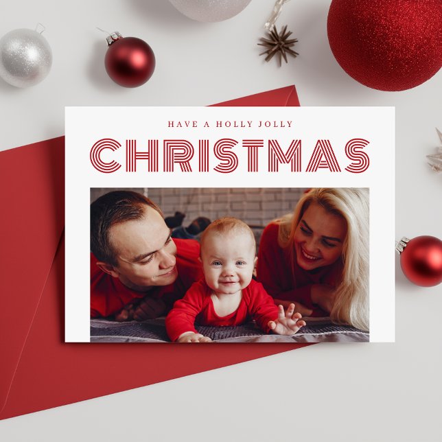 Holly Jolly Baby första julfamiljens fotto Julkort (Skapare uppladdad)