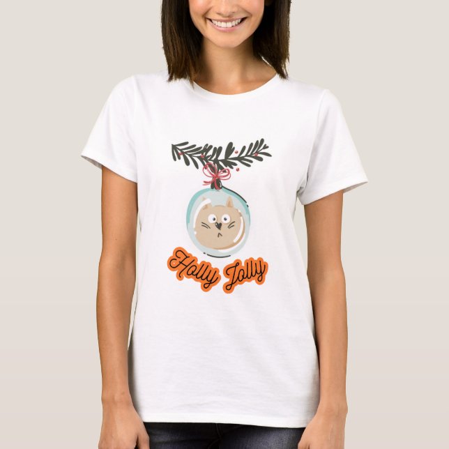 Holly Jolly basic t-shirt for women (Framsida)