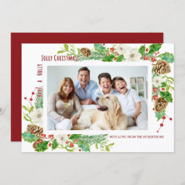 Holly Jolly Blommigt Jul Enkel och Modern Inbjudningar