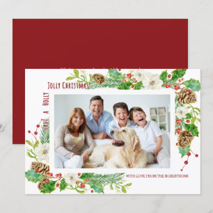 Holly Jolly Blommigt Jul Enkel och Modern Inbjudningar