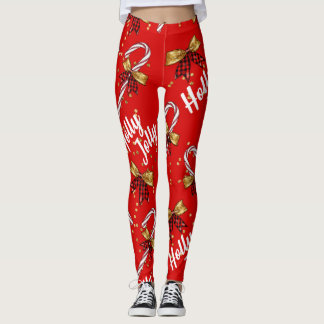 Holly Jolly Candy cane Cristmas Leggings