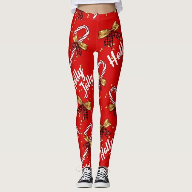 Holly Jolly Candy cane Cristmas Leggings (Framsida)