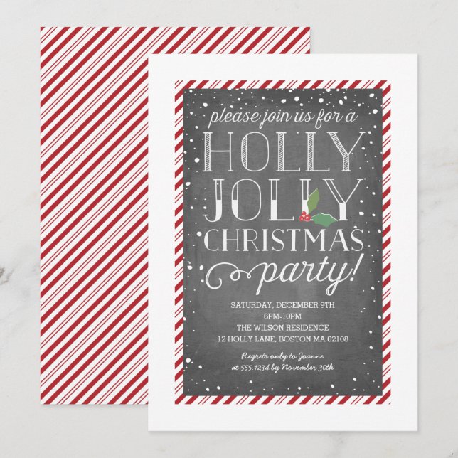 Holly Jolly Candy cane Helgdag jul Party Inbjudningar (Fram/baksida)