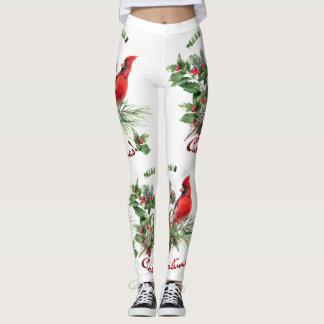 Holly Jolly Cardinal Hälsning! Leggings