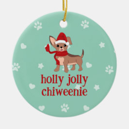 holly jolly Chiweenie Julgransprydnad Keramik