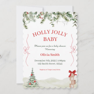 Holly Jolly Christmas Baby Shower Invite Inbjudningar