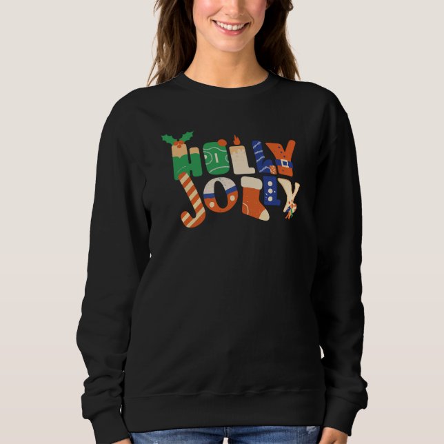 Holly Jolly Christmas Candy Letters T Shirt (Framsida)