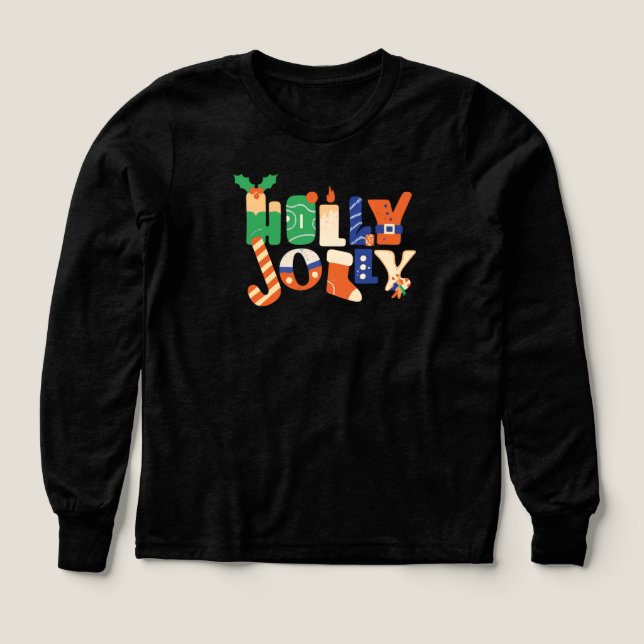 Holly Jolly Christmas Candy Letters T Shirt (Design framsida)
