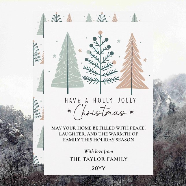 Holly Jolly Christmas Minimalist Boho Trees Julkort (Holly Jolly Christmas Minimalist Boho Trees Holiday Card
)