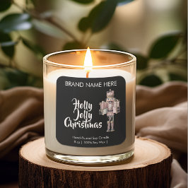 Holly Jolly Christmas | Modern Candle Labels Fyrkantigt Klistermärke