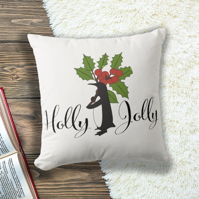 Holly Jolly Cute Funny Penguin-Helgdag Kudde (Skapare uppladdad)