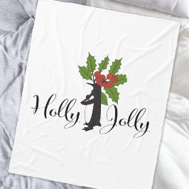Holly Jolly Cute Funny Penguin jul Fleecefilt