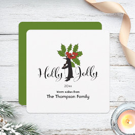 Holly Jolly Cute Funny Penguin jul Julkort