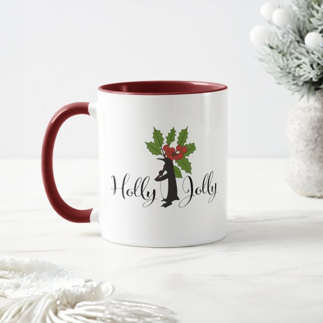 Holly Jolly Cute Funny Penguin jul Mugg (Skapare uppladdad)