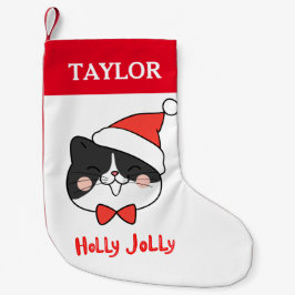 Holly Jolly Cute jultomten Cat Liten Julstrumpa