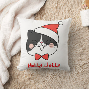 Holly Jolly Cute Kawaii Santa Cat Kudde