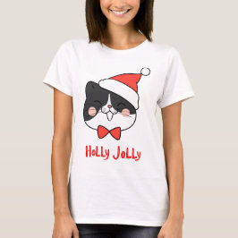 Holly Jolly Cute Kawaii Santa Cat T Shirt