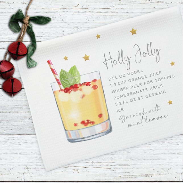 Holly Jolly Drink Helgdag julrecept Kökshandduk (Skapare uppladdad)