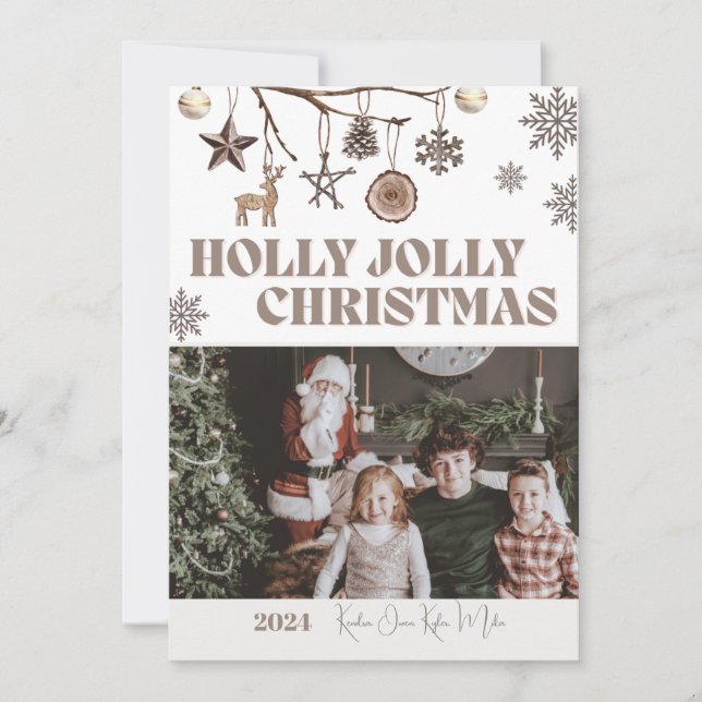 Holly Jolly Earthy Helgdag Photo Card Julkort (Framsida)