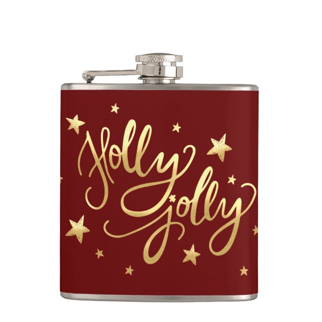 Holly Jolly | Elegant Guld Faux Foil Script Fickplunta (Framsidan)