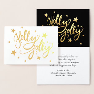 Holly Jolly Elegant Guld Faux Foil Script Folierat Kort